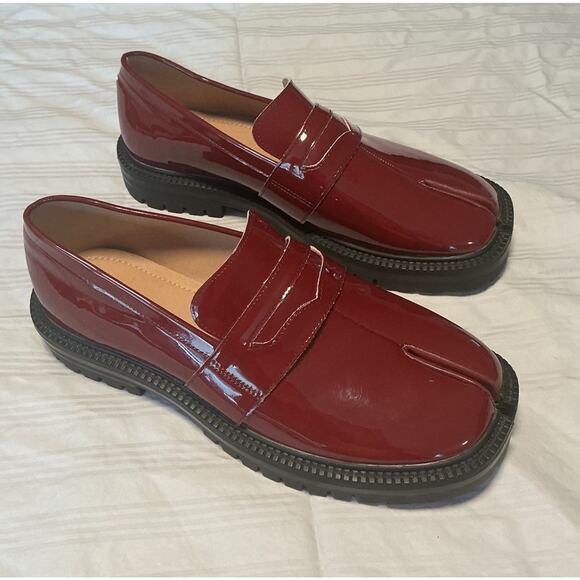 ARNO CONTI Unisex W 11 M 10.5 Loafers Burgundy Patent Leather Chunky Split Toe main image 8